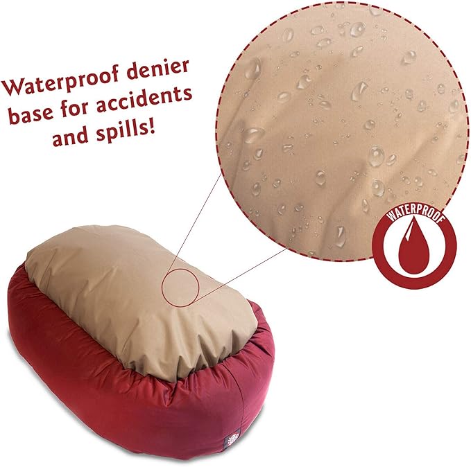 Majestic Pet 32 Inch Bagel Calming Dog Bed Washable – Cozy Soft Round Pet Bed with Spine Support for Dogs to Rest their Head - Fluffy Donut Puppy Bed 32x23x7 (Inch) - Medium – Red