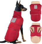 ASENKU Warm Dog Coat, Waterproof Dog Jackets for Medium Dogs with Reflective Fleece Vest Turtleneck with Button, Windproof Cold Weather Coats for Small Medium Large Dogs, Dark Red, M