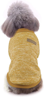 Idepet Pet Dog Classic Knitwear Sweater Fleece Coat Soft Thickening Warm Pup Dogs Shirt Winter Pet Dog Cat Clothes Puppy Customes Clothing for Small Dogs(XXL,Yellow)