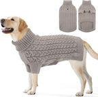 SAWMONG Dog Sweater, Dog Sweaters for Large Dogs Girls Boys, Pullover Turtleneck Knitted Doggy Sweatshirt, Cold Weather Pet Clothes（Grey, 2X-Large