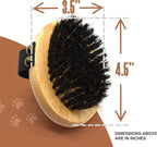 The Buddy System Pet Close Brush, Soft Touch Oval Palm Brush - Bamboo Massage Handheld with Soft Boar Bristles and Elastic Band for Dogs and Cats