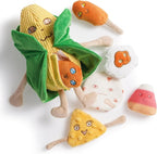 Nocciola Squeaky Crinkle Corn Dog Toys: Plush Stuffed Yellow Pet Chew Toys for Small Medium Breeds Teething, Cute Interactive Cognitive Burrow Digging Hide and Seek Puzzle Puppy Supplies, 7 Packs