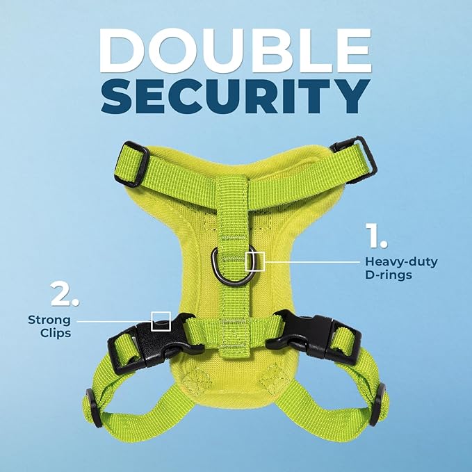 Voyager Step-in Lock Adjustable Cat Harness w. Cat Leash Combo Set with Neoprene Handle 5ft - Supports Small, Medium and Large Breed Cats by Best Pet Supplies - Lime Green, XXS