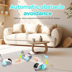 Turbo Tail 3.0 Interactive Cat Toy - Smart Remote Control Electric Mouse with Feathers, 3 Play Modes (Smart/Manual/Standby), Auto Obstacle Avoidance, Type-C, 8H Playtime - Blue (2PCS)