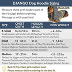 DJANGO Dog Hoodie – Warm, Lightweight, Soft & Stretchy Dog Sweater with Hood, Harness Hole & Elastic Waistband – Cozy Sweatshirt for Small Dogs up to 25 lbs, Dachshunds & Puppies – Navy Blue, X-Small
