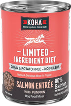 KOHA Limited Ingredient Diet Salmon Entrée for Dogs - Dog Food Toppers for Picky Eaters - Sensitive Stomach Canned Dog Food - Pate Dog - 13 oz Pack of 12