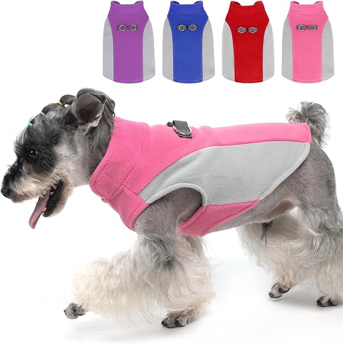 KOOLTAIL Small Dog Sweater - Dog Fleece Vest Jacket with Leash D-Ring for Small Medium Dogs, Soft Pullover Winter Warm Cold Weather Coats, Pet Fall Clothes Outfit for Puppy Cat Boys & Girls, Pink XS