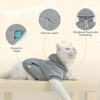 BEAUTYZOO Dog Hoodie & Cat Sweater for Small Dogs Puppy Girls Boys, Fleece Lined Warm Winter Fall Dog Clothes with Leash Hole and Pocket, Ultra-Soft Pet Jacket Coats Kitten Clothing, Grey M