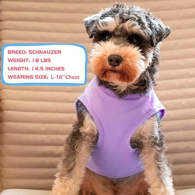 KYEESE 2Pack Dog Shirts Striped T Shirt for Medium Dogs Boy Lightweight Sleeveless Vest Cotton Tank Top Clothes, XX-Large,Purple+Striped