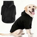EXPAWLORER Textured Cable Knit Basic Dog Hoodie, Elevated Style Dog Sweater with Leash Hole and Pocket, Soft and Warm Pet Winter Coat, Cold Weather Clothes for Small Medium Large Dogs Cats,Black L