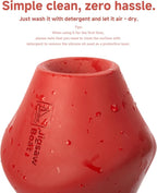 Stuffable Enrichment Dog Toy – Durable Natural Rubber Treat Dispenser for Large Dogs, Irregular Shape, Red, Bully Stick Compatible