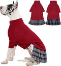 IECOii Big Girl Dog Sweater Dress, Cable Knit Sweater for Extra Large Dogs Girl, Red,4XL, Cute Dog Warm Dress for Fall Winter, Good Stretcy Fit Knitwear for Giant Breed Dogs Female Indoor & Outdoor
