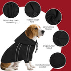 ASENKU Cozy Dog Hoodie，Soft Sweater with Adjustable Hood, Back Pocket and Leash Access Hole，Warm Reflective Sweatshirt for Cold Weather（Black，2XL