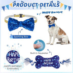 SCENEREAL Dog Birthday Party Supplies, Dog Birthday Bandana Hat Toy Bow Tie Collar Set with Birthday Numbers, Puppy Pet Birthday Scarf Accessories Outfit Decorations for Boy Girl Small Dogs, S