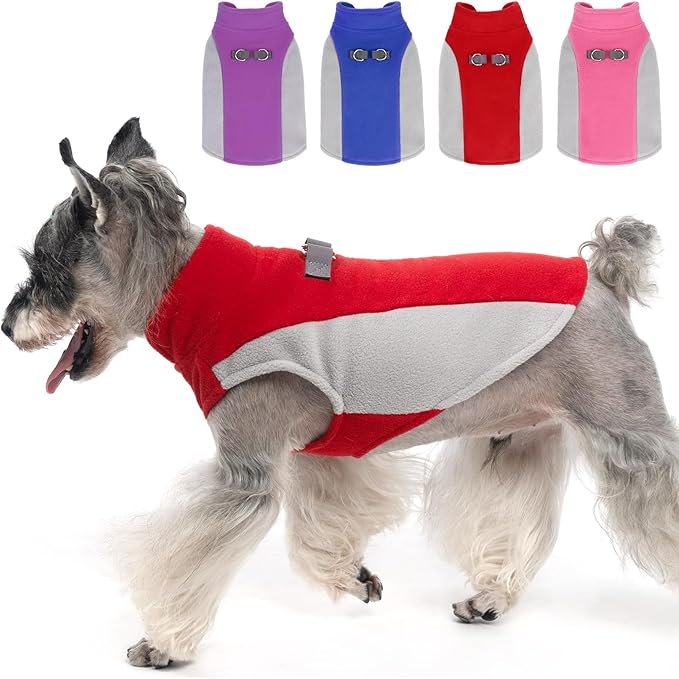KOOLTAIL Small Dog Sweater - Dog Fleece Vest Jacket with Leash D-Ring for Small Medium Dogs, Soft Pullover Winter Warm Cold Weather Coats, Pet Fall Clothes Outfit for Puppy Cat Boys&Girls, Red M