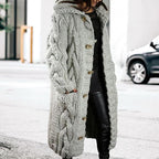 LOAIHA Women Chunky Cable Knit Long Sleeve Cardigan Fall Winter Trendy Oversized Button Down Sweaters Outerwear with Pocket