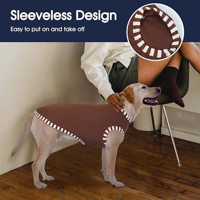 IECOii 2 Pack Sleeveless Dog Tees Shirt | Comfortable & Lightweight Fabric, Easy On/Off for Active Dogs, Coffee+DarkRed, L