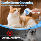 Pet Steam Brush for Dog & Cat - 3-in-1 Steam Grooming Brush for Shedding & Hair Removal - Self Cleaning Spray Comb with Mist for Long Haired Pets, Blue