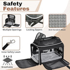 Airline Approved Top-Expanding Pet Carrier on Wheels- Rolling Carrier- Designed for Dogs & Cats- Extra Spacious Soft Lined Carrier! 18x11x11 (Original Mesh Sides)