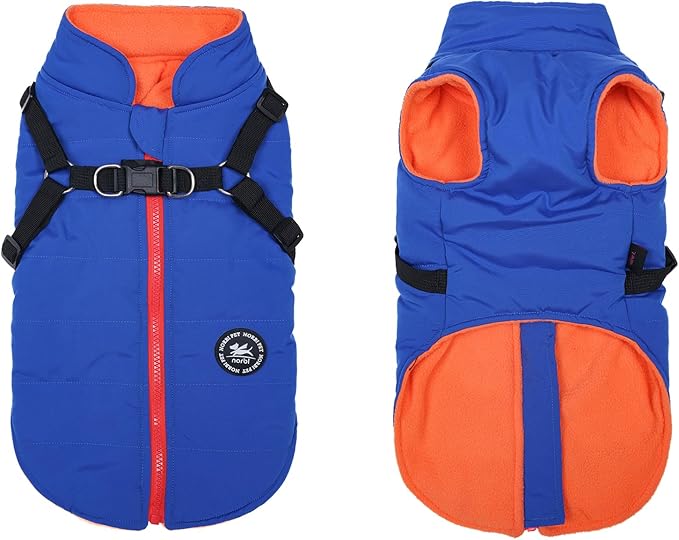 Norbi Dog Coat - Winter Jacket with Built-in Harness, Adjustable for Small to Large Dogs, Warm for Cold Weather