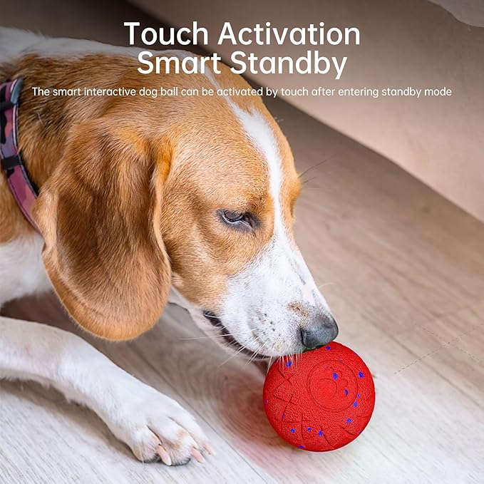Interactive Dog Toys Dog Ball,Durable Motion Activated Automatic Rolling Toys for Medium/Large Dogs,Automatic Moving, Bouncing,and Rotating,E-TPU Material, IP54 Waterproof (Red)