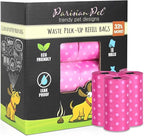 Parisian Pet Ecofriendly Dog Poop Bags Rolls - 320 Count Unscented Poop Bags For Dogs - Leakproof, Extra Thick, 16 Dog Waste Bags Refill Rolls - Polka Dot Pink Doggie Poop Bags - Fits All Dispenser