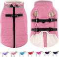 Dogcheer Dog Coat with Harness, Waterproof Dog Jacket Adjustable Winter Coat with Zipper, Christmas Puppy Snow Jacket Fleece Sweater for Small Medium Large Dogs - Light Pink XL