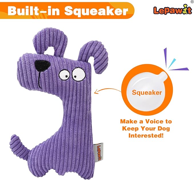 Squeaky Dog Toys, Cute Plush Toy for Dogs Indoor Play, Interactive Dog Toys with Non-Shedding Material for Small and Medium Dogs - Fox & Dog, orange