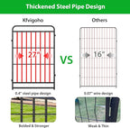 Square Steel Pipe Dog Fence Outdoor 16 Piece Panels 40" Height Anti-Rust Heavy Duty Dog Playpen with Doors Portable for Yard RV Camping, Total 36FT, 103 Sq.ft, Snowy Black