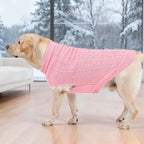 PUPTECK Dog Sweater, Turtleneck Warm Knitted Pullover Coat, Thick Cable Knitwear Clothes in Winter, Pet Apparel Outfits for Large Dogs, for Cold Weather Indoor & Outdoor, Pink L