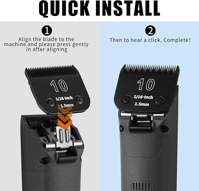 5 Pack Detachable Dog Grooming Steel Blades with Blade case Holder,Compatible with Andis,Oster A5,Wahl KM-10 Series,Cutting Length 1/16" to 1/2"(10+7FC+5FC+4FC+3-3/4FC-black)