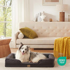 Bedfolks Orthopedic Dog Bed, Big Waterproof Dog Sofa Bed for Large Dogs, Egg Foam Pet Couch Bed with Removable Washable Cover and Nonslip Bottom, Black