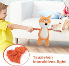 Dog Toys, Dog Squeaker Toys with Crinkle Paper, Stuffed Animal Dog Plush Chewing Toy, Cotton Rope Interactive Toys for Puppy, Small, Middle Dogs (Orange Fox)