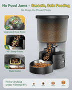 Gimars 5L Automatic Cat Feeder for 2 Cats, Programmable 1-6 Meals Cat Food Dispenser with Stainless Steel Bowl, Easy Setup, Dual Power Supply,10s Meal Call Timed Pet Feeder for Cats and Small Dogs