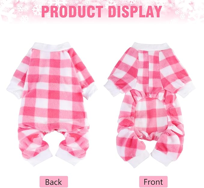 SCENEREAL Dog Pajamas for Small Dogs - Soft Warm Pet Sweater Clothes, Pink Girl Puppy Onesie Outfits for Doggie Winter Christmas - Dog Jammies Pjs