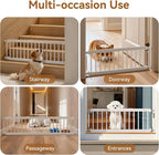 Dog Gate - 18"-45" Adjustable Extra Wide Metal Baby Gate to Step Over, 10" Tall Small Pet Gate with 3 Extension Kits, Pressure Mounted for Doorways & Stairs