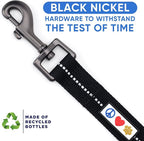 Pawtitas 6 FT Recycled Dog Leash With Reflective Stitched Thread - Small, Made From Plastic Bottles Collected From Oceans - Black