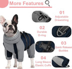 KOESON Four Legged Winter Dog Jacket with Adjustable Buckles, Turtleneck Windproof Fleece Jacket, Reflective Fullbody Puffer Coat Blue Grey M