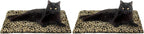 Furhaven ThermaNAP Self-Warming Cat Bed for Indoor Cats & Small Dogs, Washable & Reflects Body Heat - Quilted Faux Fur Reflective Bed Mat - Leopard, Small (Pack of 2)