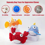 Squeak Dog Toys for Aggressive Chewers, No Stuffing Squeak Dog Chew Toys for Aggressive Chewers, Interactive Dog Toy Ball with Crinkle Paper for Medium Dogs, Large & Small Breeds (F-Whale+Fish)