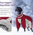 SUNFURA Full Body Dog Coat - Warm Fleece Jacket for Small Dogs, Turtleneck Winter Coats with Harness, Reflective Dog Snowsuit Windproof Puffer Jackets with Legs for Chihuahua, Yorkie, Burgundy XS
