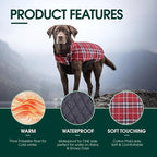 Kuoser Warm Dog Coat, Waterproof Dog Jacket for Extra Large Dogs, Adjustable Durable XL Doggie Winter Coat Reversible Cozy Puppy Cold Weather Apparel from Small to Large Breed, Red XL