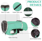 QBLEEV Warm Dog Coat Reflective Dog Jacket, Waterproof Dog Winter Coat Turtleneck Dog Clothes for Cold Weather, Thick Fleece Dog Snowsuit Christmas Dog Vest Pet Apparel for Small Medium Large Dogs XL