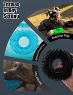 ADUCK Dog Squeaky Chew Toys for Aggressive Chewers, Small Medium Large Dogs Teeth Cleaning Soft Natural Rubber Float Toy for Indoor Outdoor Water Pool, Donut Ring Design 4.92 inch, Black