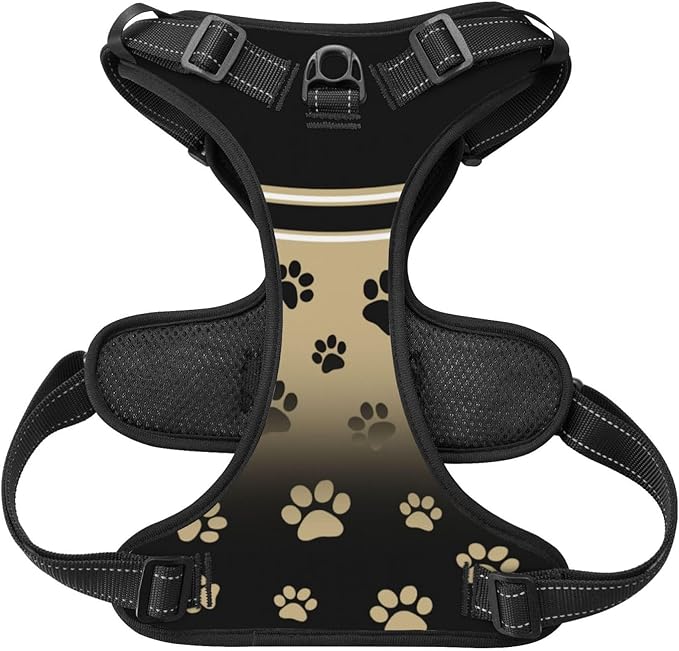 Custom New Orleans Dog Harness with Reflective Stripes Personalized Name and Number Dog Vest Harness with Pet Traction Rope for Small Medium Large Dog