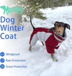 MIGOHI Full Body Dog Coat - Warm Reflective Winter Coat for Medium Dogs with Harness,Turtleneck Dog Fleece Jacket,Four-Leg Windproof Puffer Jackets Snowsuit with Zipper for Small Medium Large Dogs,M