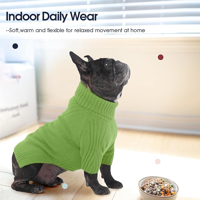 IECOii Dachshund Sweater,Turtleneck Dog Sweater for Small Medium Dogs Girl,Stretchy & Breathable,Warm Knitted Pullover Coat,High Neck Knitwear for Cold Weather Indoor & Outdoor Wear (Grass Green, M)