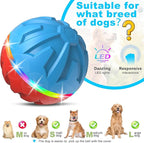 Dog Toys Dog Ball, Durable Motion Active Rolling Balls with Remote Control LED Light, Rubber Peppy Pet Balls for Medium Large Dogs, USB Rechargeable, 3.2-in Diameter (RedBlue)