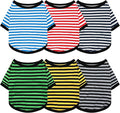 Geyoga 6 Pieces Dog Striped T-Shirt Cotton Breathable Pet Apparel Colorful Puppy Sweatshirt Clothes for Small to Medium Dogs Puppy (Dark Color,L)