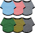 Geyoga 6 Pieces Dog Striped T-Shirt Cotton Breathable Pet Apparel Colorful Puppy Sweatshirt Clothes for Small to Medium Dogs Puppy (Dark Color,L)